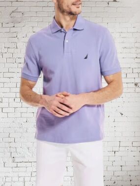 Nautica Men's Lavender Polo Shirt 100% Cotton